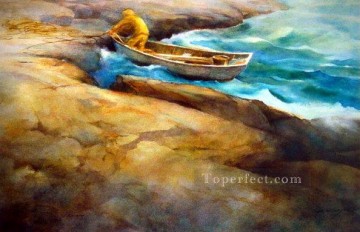 ドックスケープ Painting - yxf0116d 印象派の海洋波止場